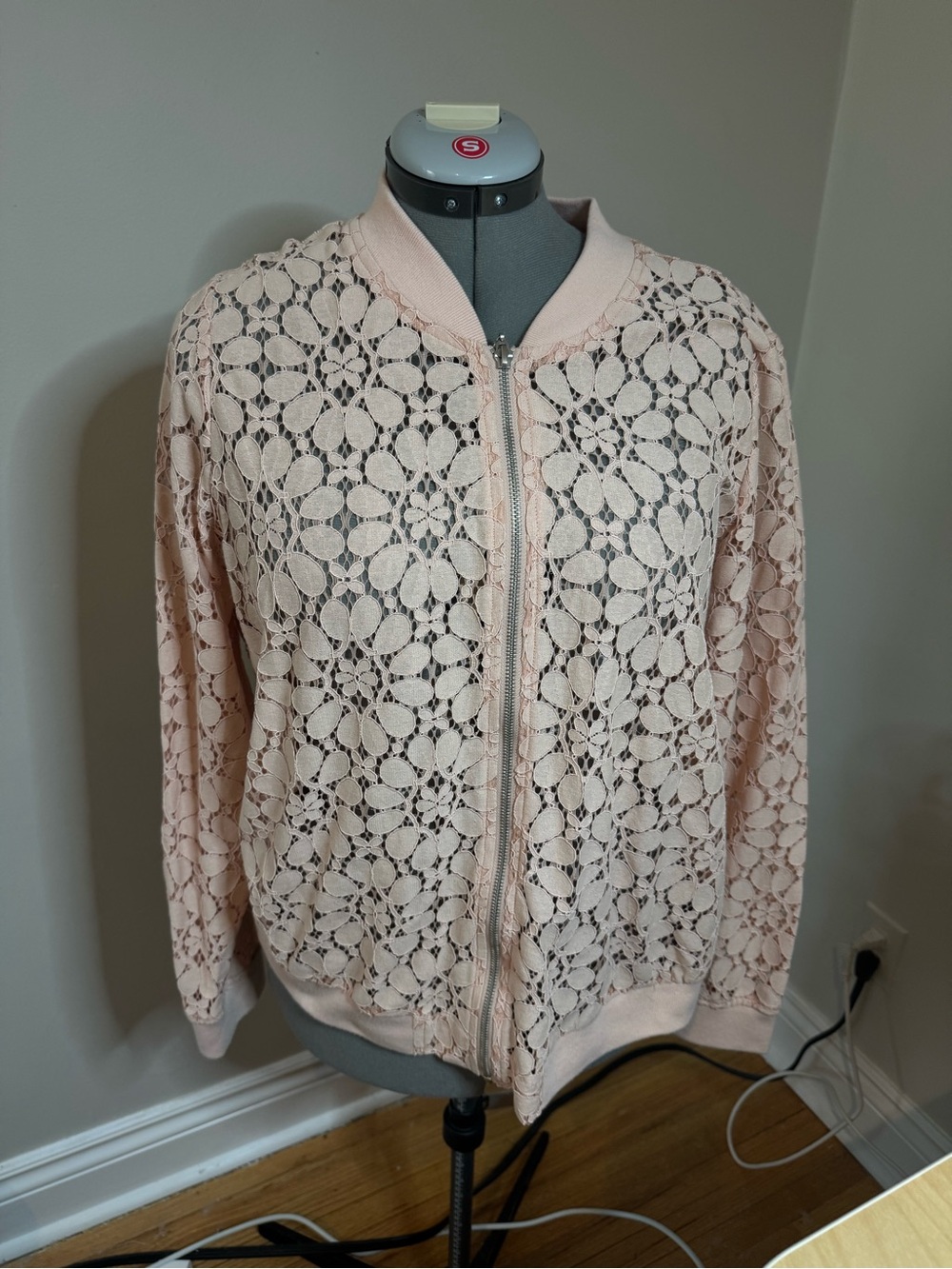 torrid Blush Pink Lace Bomber Jacket